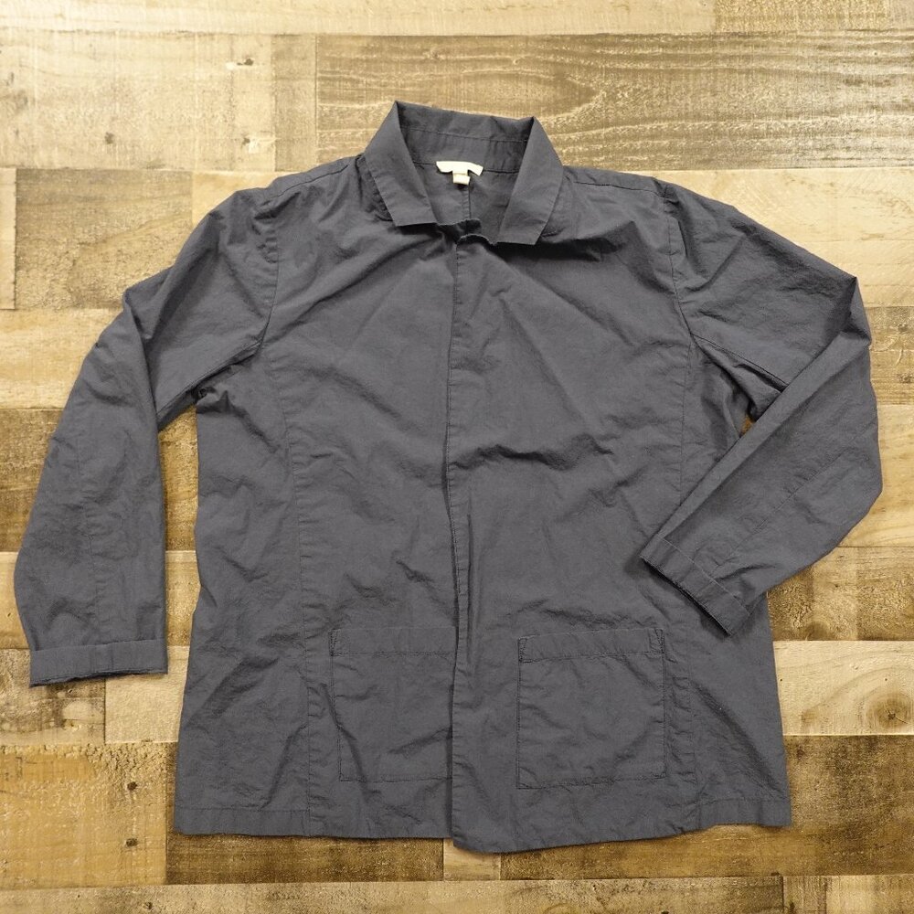 Eileen Fisher Lightweight Utility Jacket Women’s Medium Blue Gray Organic Cotton